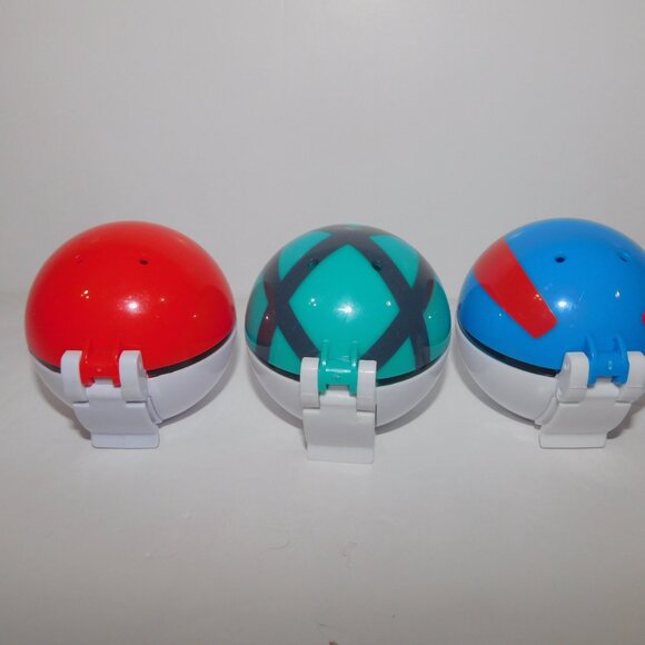 Set of 3 Different Empty Pokemon POKEBALLS Jazwares 2021 - Picture 3 of 4